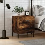 vidaXL Table de chevet chêne fumé 40x35x47 5 cm bois d’ingénierie