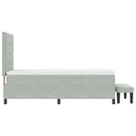 vidaXL Lit à ressorts avec matelas et banc gris clair 90x200 cm velours