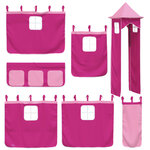 vidaXL Lit superposé avec toboggan et rideaux rose 90x190 cm