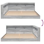 vidaXL Lit bibliothèque Gris Sonoma 200x200 cm en bois reconstitué