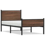 vidaXL Cadre de lit en métal sans matelas chêne marron 90x200 cm