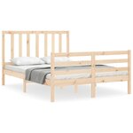 vidaXL Cadre de lit avec tête de lit 140x190 cm bois massif