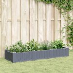 vidaXL Jardinière avec piquets gris 125x40x28 5 cm PP