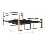 vidaXL Cadre de lit sans matelas noir métal bois chêne 140x200 cm