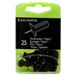 Boîte De 25 Épingles Papic - Hauteur De Pointe 7mm - 10mm De Diamètre - Noir - Exacompta
