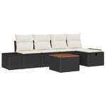 vidaXL Ensemble de canapé de jardin de 6 pièces avec coussins en poly rattan noir