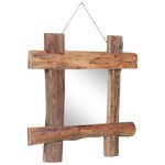vidaXL Miroir à bûches Naturel 50x50 cm bois de teck recyclé