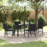 vidaXL Ensemble de repas de jardin 5 pièces avec coussins en rattan poly noir