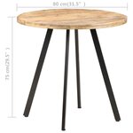 vidaXL Table de salle à manger 80 cm Bois de manguier brut