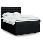 vidaXL Sommier à lattes de lit avec matelas Noir 140x200 cm Tissu