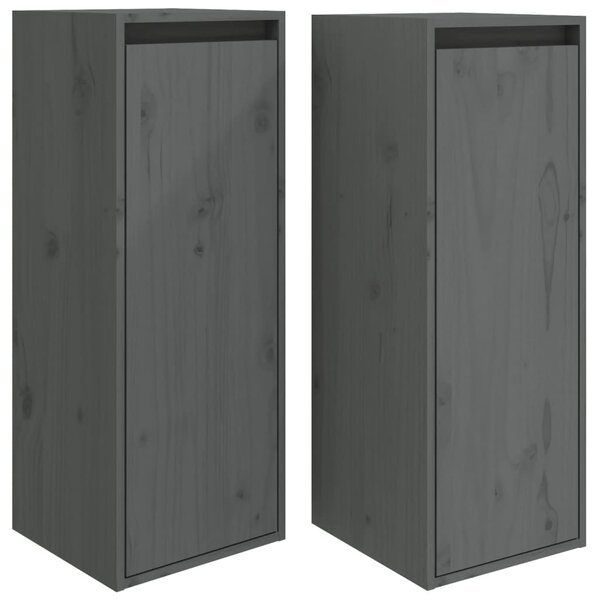 vidaXL Armoires murales 2 Pièces Gris 30x30x80 cm Bois de pin massif