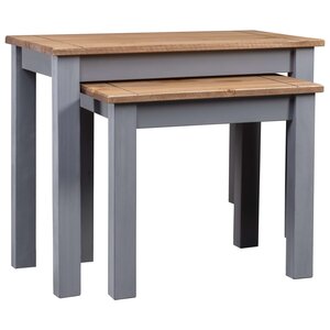 vidaXL Tables gigognes 2Pièces Gris Bois de pin massif Assortiment Panama