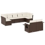 vidaXL Salon de jardin avec coussins 9 Pièces marron résine tressée