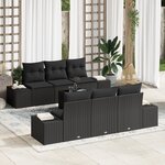 vidaXL Ensemble de canapés de jardin 7 pièces avec coussins en poly-rattan noir
