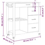 vidaXL Chariot de cuisine MONZA 84x40x90 cm bois massif de pin