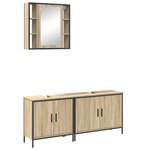 vidaXL Ensemble de meubles de salle de bain en 3 pièces Chêne Sonoma Bois d'ingénierie