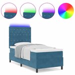 vidaXL Lit avec matelas et LED Bleu foncé 90x200 cm Velours