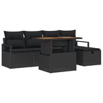 Set de canapé de jardin en 6 pièces avec coussins noir poly rotin