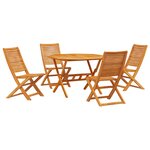 Ensemble de salle à manger de jardin 5 pièces en bois massif d'acacia