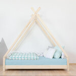 Lit Tipi enfant bois massif gris 90 x 200 cm