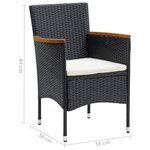 vidaXL Ensemble à dîner de jardin avec coussins 5 Pièces poly rotin noir