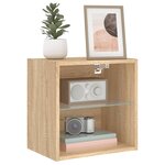 vidaXL Tables de chevet murales avec lumières LED 2 Pièces chêne sonoma