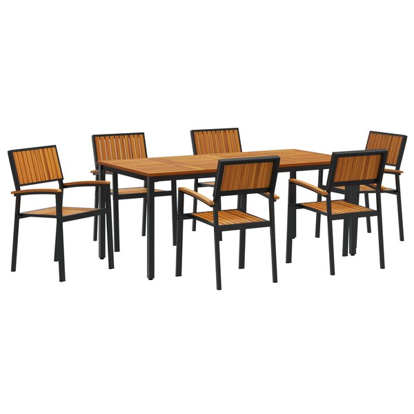vidaXL Ensemble de salle à manger de jardin 7 pièces en bois massif d'acacia et métal