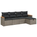 vidaXL Salon de jardin 5 Pièces avec coussins gris résine tressée