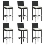 vidaXL Ensemble de bar de jardin 7 Pièces avec coussins noir poly rotin