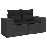 vidaXL Salon de jardin 7 Pièces avec coussins noir résine tressée