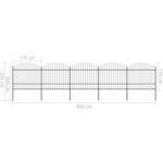 vidaXL Clôture de jardin à dessus en lance Acier (1 5-1 75)x8 5 m Noir