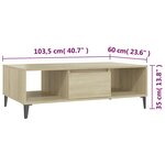 vidaXL Table basse chêne sonoma 103 5x60x35 cm bois d'ingénierie