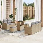 Set de canapé de jardin 8 pièces vidaXL avec coussins beige poly rattan acacia