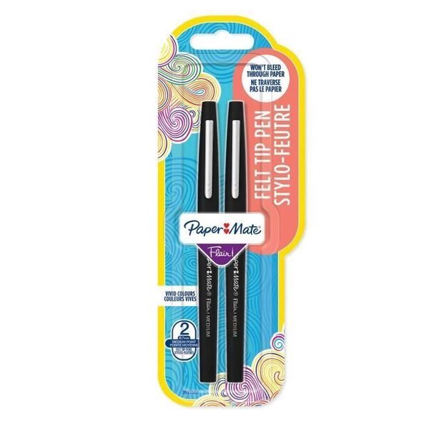 PAPER MATE Lot de 2 stylos Flair - Pointe moyenne - Encre rouge