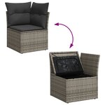 vidaXL Salon de jardin avec coussins 7 Pièces gris résine tressée
