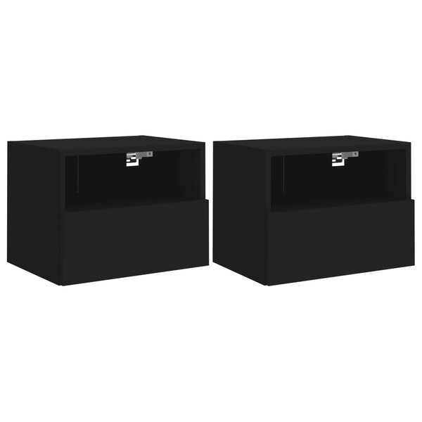 vidaXL Meubles TV muraux 2 Pièces noir 40x30x30 cm bois d'ingénierie