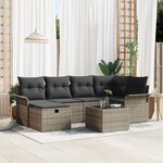 vidaXL Ensemble de canapé de jardin 7 pièces avec coussins gris en poly rattan