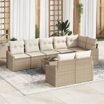 vidaXL Ensemble de salle à manger de jardin 9 pièces avec coussins en poly rattan brun