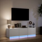 vidaXL Meuble TV avec LED blanc 140x34x40 cm bois d'ingénierie