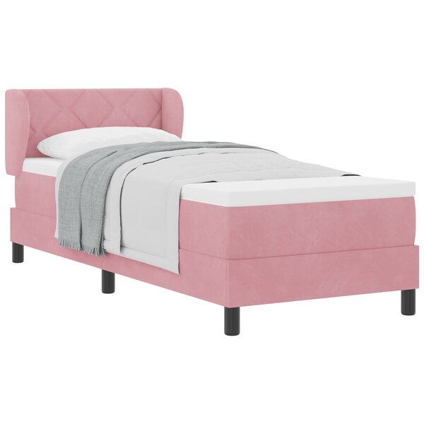 Lit Box Spring vidaXL avec matelas rose 80x200 cm en velours