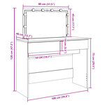 vidaXL Coiffeuse avec LED blanc 100x40x120 cm
