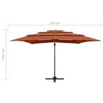 vidaXL Parasol de jardin à 4 niveaux avec mât en aluminium terre cuite