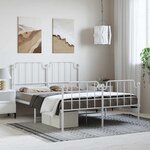 vidaXL Cadre de lit métal sans matelas et pied de lit blanc 135x190 cm