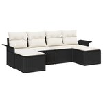 Ensemble de 6 pièces de canapés de jardin avec coussins Noir Poly Rotin