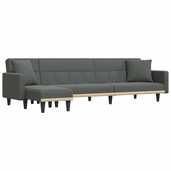 vidaXL Canapé-lit en forme de L gris foncé 275x140x70 cm tissu