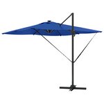 vidaXL Parasol Cantilever Roma avec LEDs Bleu Azur 286x285x270 cm Aluminium