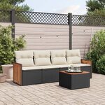 vidaXL Salon de jardin 5 Pièces avec coussins noir résine tressée