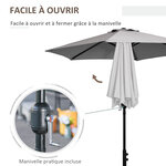 Parasol hexagonal inclinable dim. Ø 2 3 x 2 16H m métal polyester haute densité gris