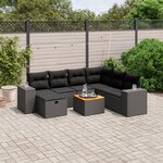 vidaXL Salon de jardin 8 Pièces avec coussins noir résine tressée