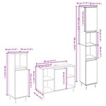 Mobilier de salle de bain 3 pièces vidaXL Chêne noir Bois d'ingénierie